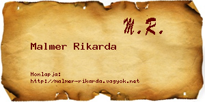 Malmer Rikarda névjegykártya